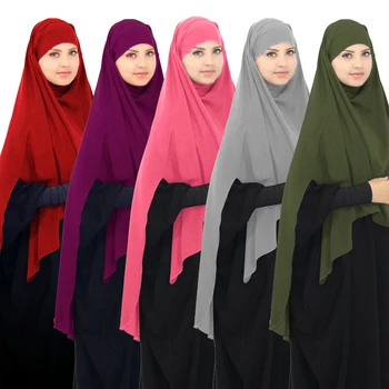 Musulman Mari Khimar Niquabs Hijabs Femei Șal De Rugăciune Îmbrăcăminte Niqab Hajj Workship Servicii Orientul Mijlociu Solid De Culoare Eșarfă Lungă