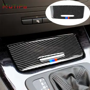 Mutips Fibra de Carbon scrumiera Garnitura capac de Stocare tabachera Panoul de Autocolant Accessores Interior Pentru BMW seria 5 F10 2011-2017