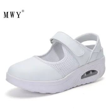 MWY Femei Adidasi Platforma ochiurilor de Plasă Respirabil Pernă de Aer Balansoar Pantofi Schoenen Vrouw Alb Asistenta Casual Pantofi Doamnelor Formatori