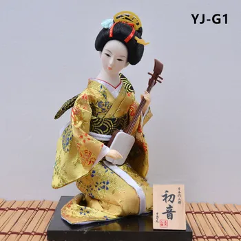 MYBLUE 22cm Kawaii Tradițională Japoneză Geisha Kimono Doll Sculptura Casă Japoneză Figurina Acasă Decorare Camera Accesorii