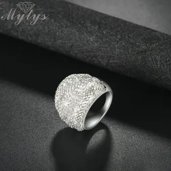 Mytys Brand de Moda Plasă de Sârmă de Argint Umplut Net-Cristal Petrecere de Nunta Inele pentru Femei Design Nou Cadou Transport Gratuit R1830