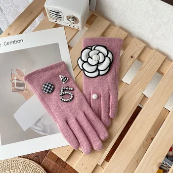 Mănuși de iarnă pentru Femei Brand Clasic Cashmere Touch Ecran Mănuși de sex Feminin cu un Deget Grosime Drving Mănuși Guantes