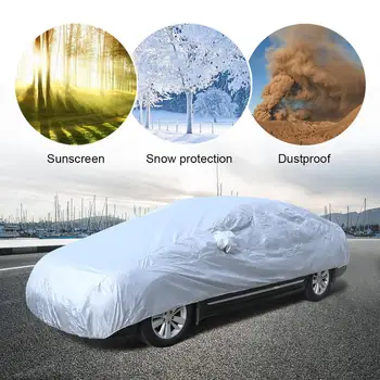 Mărimile S-XL Full Masina Protector de Zăpadă Gheață, Praf, Vânt parasolar rezistent la apa Capac de Argint Nailon PVC Capac Auto Exterioare Accesorii