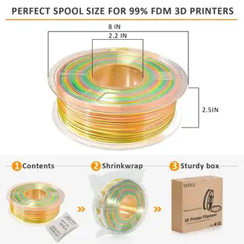 Mătase Filament PLA 1kg Colorat Curcubeu de Mătase Textura 1,75 mm Toleranta +/-0.02 mm Nici o Bulă FDM Imprimantă 3D Material de Imprimare