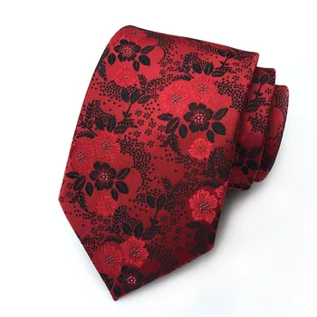 Mătase Varietate de Modă Om Cravata Vin Roșu Cravată Roșu Negru Flori Florale Fulare Perfect pentru Nunti, Ocazii Festival Cadou