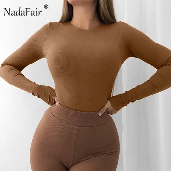 Nadafair Iarna Tricotat Body Pentru Femei Maneca Lunga Body Femei Cu Nervuri Toamna Bodycon Costume De Corp De Sex Feminin 2020 Vladan