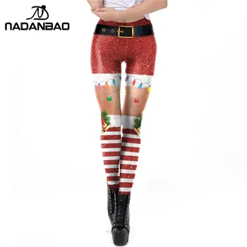 NADANBAO 2020 Iarna Drăguț de Crăciun Jambiere de Moda pentru Femei Stripe Pantaloni Femei Sexy Mijlocul Talie Leggins Antrenament Cadou de Anul Nou