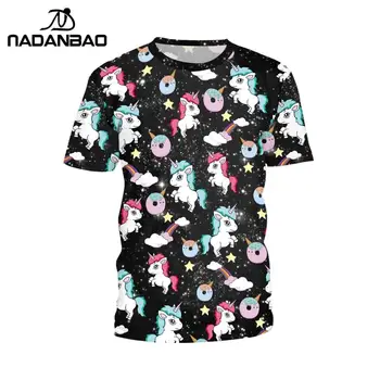 NADANBAO Vara Tricou Femei Unicorn Cloud Imprimare 3D Curcubeu Tricou Hiphop Kawaii T-Shirt