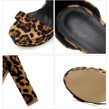 NAN JIU MUNTE 2020 Femei Tocuri inalte Vara sandale Sandale Leopard de Imprimare Sandale Toc Gros, Platforma rezistent la apă