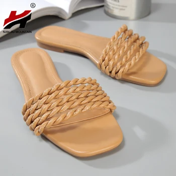 NAN JIU MUNTE 2021 Sandale de Vară Plat sandale Papuci de Culoare Solidă în aer liber Pantofi de Plaja Plus Dimensiunea 42
