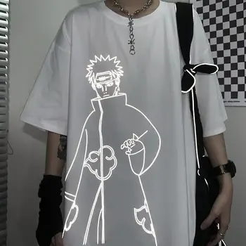 Naruto Tricou Streetwear Bărbați Vară Amine Bumbac Harajuku tricou Casual, Desene animate Topuri Amuzant Japonia Reflectorizante Tricou Streetwear
