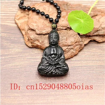 Natural Negru Verde Chinezesc Jade Buddha Pandantiv Margele Colier Farmec Bijuterii Moda Accesorii Sculptate Amuleta Cadouri pentru Bărbați
