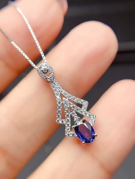 Naturale albastru safir piatră prețioasă colier pentru femei bijuterii din argint autentice naturale bijuterie bijuterii fine petrecere de aniversare cadou gratuit nava