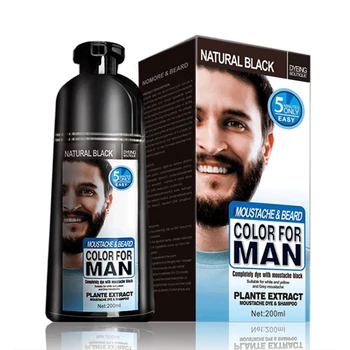 Naturale, de lungă durată 200ml permanent barba sampon colorant pentru barbati barba moarte îndepărtarea alb gri fir de păr barbă bărbați barba sampon colorant
