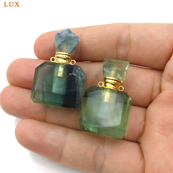 Naturale fluorit Pietre piatra Sticla de Parfum Pandantiv fluorit curcubeu uleiuri esențiale difuzor colier flacon pentru femei