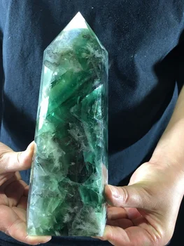 Naturale fluorit Verde Obelisc Cristal de Cuarț Reziliat Bagheta de Vindecare