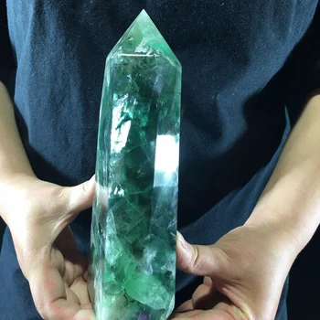 Naturale fluorit Verde Obelisc Cristal de Cuarț Reziliat Bagheta de Vindecare