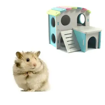 Naturale Hamster Amuzant Cuib de Jucărie, Animale Ascunzătoarea Lemn Farfurie de Plastic Hamster Casa, pentru animale de Companie Animale Mici Juca