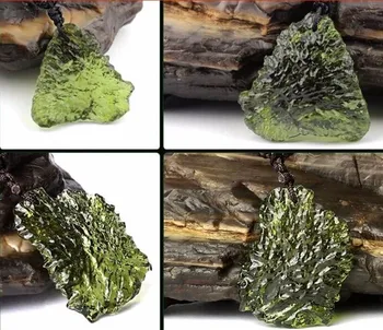 Naturale Moldavite verde aerolites piatra de cristal pandantiv energie apotropaic4g-6g/ lot+ liber frânghie Colier Unic