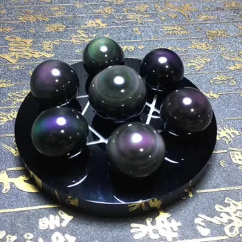 Naturale Obsidian Ochi Curcubeu Șapte Stele Matrice Decor, Casa Oraș, Răul, Meditație