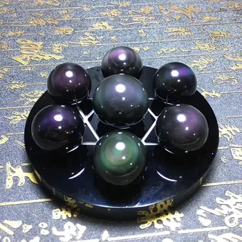 Naturale Obsidian Ochi Curcubeu Șapte Stele Matrice Decor, Casa Oraș, Răul, Meditație