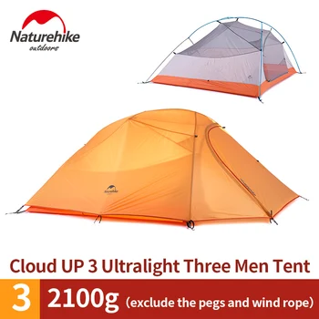 Naturehike nor până la 3 persoane ultralight cort de camping în aer liber, drumeții rezistent la apa 3 oameni cortul cel mai bun de familie corturi, cu acces gratuit la podea mat