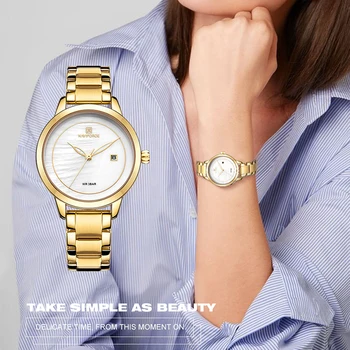 NAVIFORCE Brand de Lux de Aur Femei Ceas de Moda Elegant Doamnelor Ceas de mana Casual, Ceasuri Quartz Fete Brățară Ceas rezistent la apa