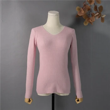 Ne ' w 2020 Toamna Iarna pentru Femei Pulovere Pulover V-Neck Minimalist Bottom Pink Tops mai Multe Culori SW1053