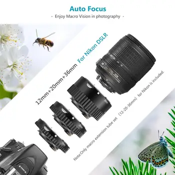Neewer 12mm/20mm/36mm Auto Foucs Macro Extensie Tub Set Pentru Nikon AF/AF-S Obiectiv Dslr D7200 D7100 D7000 D5500 D5300 D5200 D5100