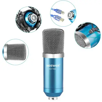 Neewer Estompat LED Inel de Lumină și NW-7000 USB Microfon Kit cu Suport Smartphone-uri/Suspensie Foarfeca Brațul Stand/Shock Mount