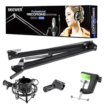 Neewer Microfon Ajustabil cu Suspensie Boom Braț Foarfecă Sta cu Universal Microfon Shock Mount Titularului de Radiodifuziune