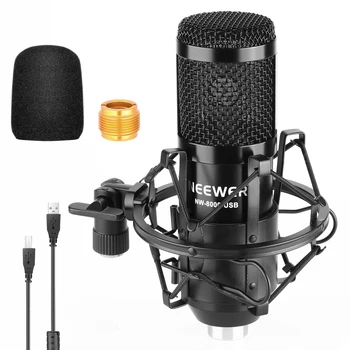 Neewer NW-8000 USB Microfon Supercardoid Microfonul Condensator cu Shock Mount pentru Canto, Vlog, Podcast-uri, Live Streaming, Plug&Play