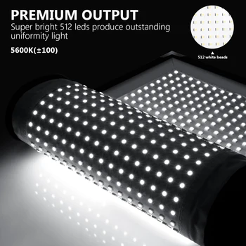 Neewer pe role 30x53cm Flexibile LED Panel Lumina Mat pe Tesatura 512 LED Panou de Iluminat cu Mâner de Control de la Distanță