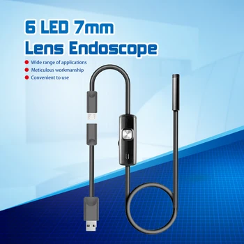 Negru 6LED 1M/7mm Obiectiv Endoscop Impermeabil Inspecție Borescope Camera pentru Android PC Telefon & Notebook Dispozitiv