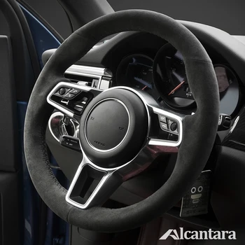 Negru Alcantara Auto Capac Volan pentru Porsche Macan, Cayenne-2016