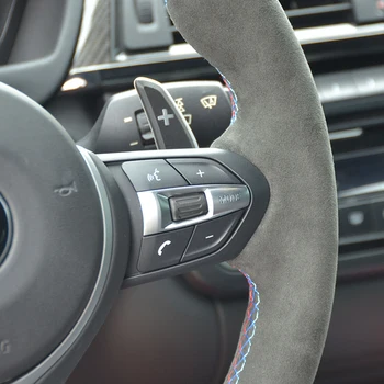 Negru Alcantara cusute de Mână Mașină Capac Volan pentru BMW M3 M4-2016 F33 428i F30 320d 328i 330i 2016