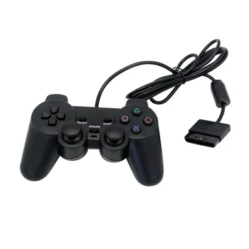 Negru Controler cu Fir 1.8 M, Dublu Șoc de la Distanță joystick Gamepad Joypad pentru PlayStation 2