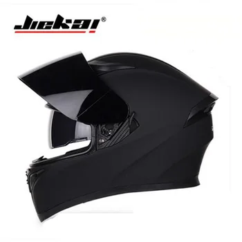 Negru de Iarna Noi JIEKAI Dublu Obiectiv Motocicleta Casca de Cavaler Plin Fata de Motociclete Căști de protecție de ABS PC Obiectiv Vizor Dimensiune M L XL XXL