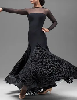 Negru Flamenco Fuste pentru Dans Fuste Femei e sală de Bal Fuste Tango Vals Fusta Standard, Rochii Dans