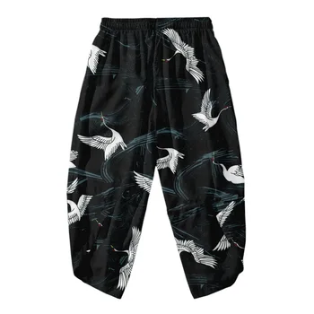 Negru Harem Pantaloni Barbati Casual Hip Hop Pantaloni Macara Print Pantaloni Joggers Streetwear Supradimensionat 6XL