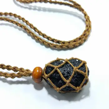 Negru Natural Meteorit Pandantiv Norocos Dragoste Neregulate Piatra Naturala Pandantiv Amuleta Pentru Barbati Femei Moda Bijuterii Cadou Picătură Navă