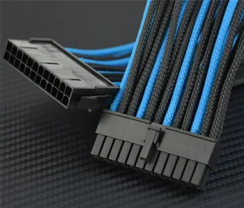Negru Roșu Galben Alb Albastru Negru Colorate Singur cu Mâneci 24Pin 2*12pin de sex masculin la feminin PCI-e ATX PSU Power Cablu de Extensie
