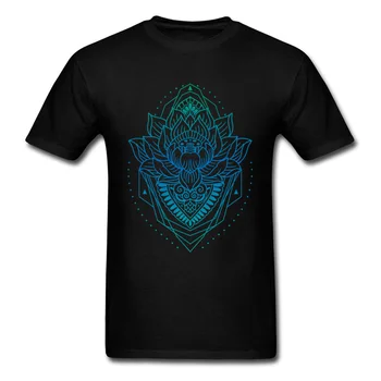 Negru T-shirt Holly Mandala Tricouri Pentru Bărbați Jachete Populare Lotus Topuri Geometrice Tricouri Gât O Vara Tesatura de Bumbac Tee