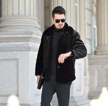 Negru Toamnă scurt faux blană de nurcă geaca de piele barbati de iarna de cald îngroșa blană haină de piele barbati slim jachete jaqueta de couro moda