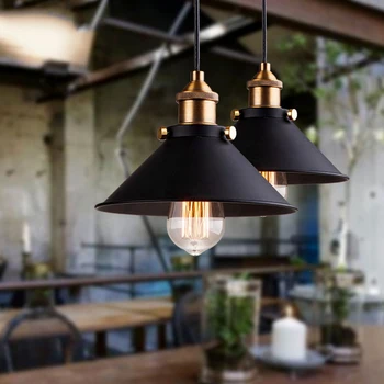 Negru vintage industriale pandantiv lumina nordic retro, lumini de fier abajur loft edison lampa cușcă de metal sala de mese Rural