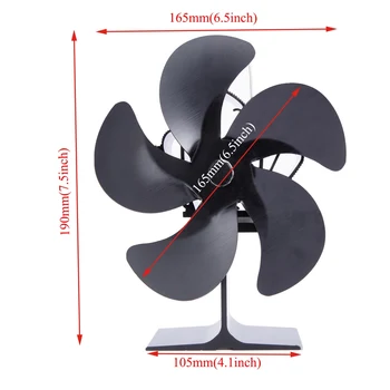 Negru Șemineu 4 Lame De Căldură Alimentat Aragaz Fan Log Lemn Arzător Liniștit Acasă Șemineu Ventilator Eficient De Distribuție A Căldurii