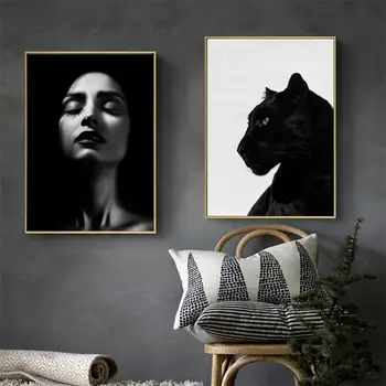 Negru Și Alb, Peisaj, Picturi Și Portrete Postere Si Printuri Dominator Black Panther Ulei Panza Pentru Living Decorul Camerei