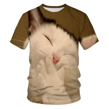 Negru și alb, pisica de vară 2020 moda 3D de imprimare tricou harajuku Imprimare tricou Amuzant pisica tricou tricouri de dimensiuni mari 6x
