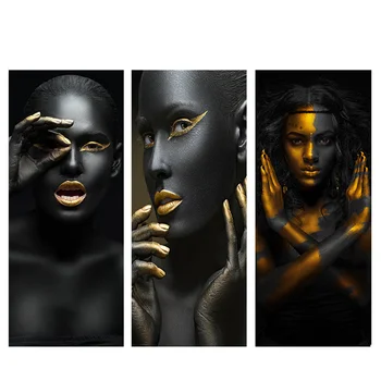 Negru și Auriu African Nud Femeie Cuadros Panza Pictura Postere si Printuri Scandinave Arta de Perete Poza pentru Living Decorul Camerei