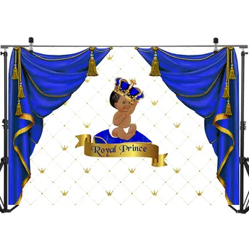 NeoBack Copil De Dus Fundaluri Regală Prințul De Fundal Albastru Cortina Decorate Nou-Nascutului Birthday Party Banner De Fundal Fotografie